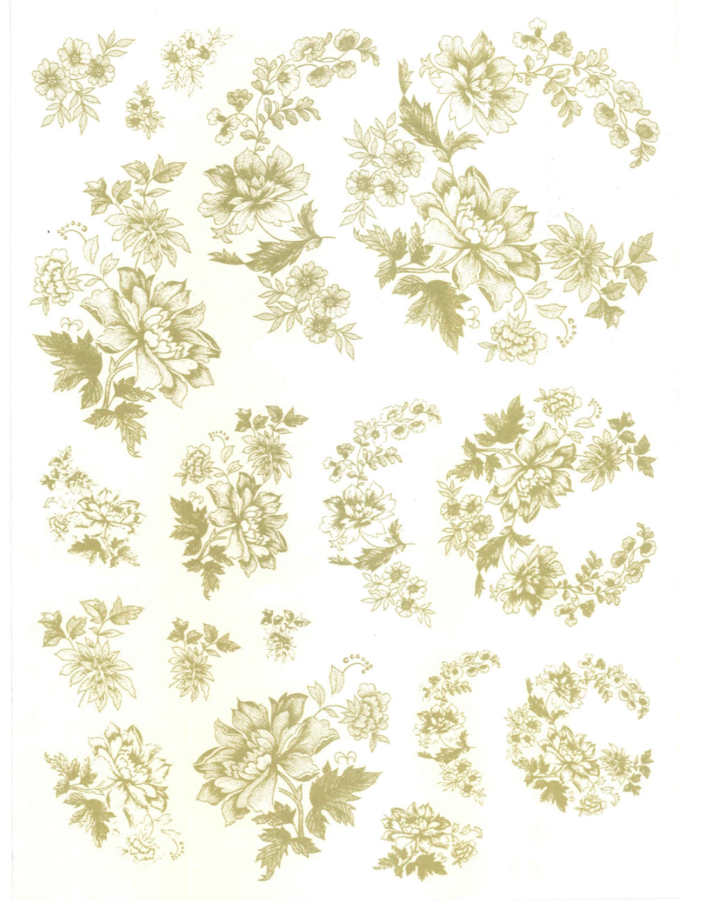 Greenish Flowers overglaze decal