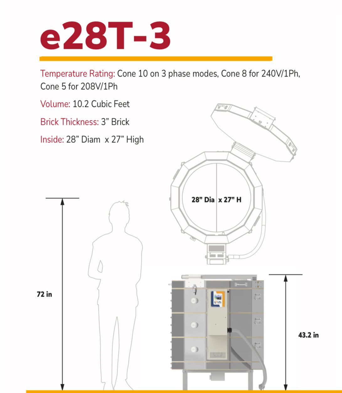 e28T-3 Pottery Kiln (289 Litres) Without Kiln Furnitures