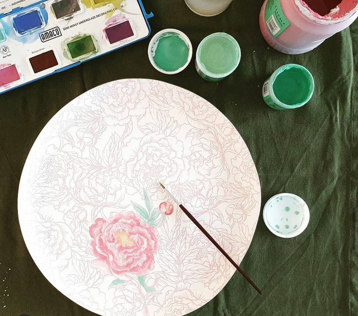 Peonies - Underglaze Transfer Sheet - You Choose Color