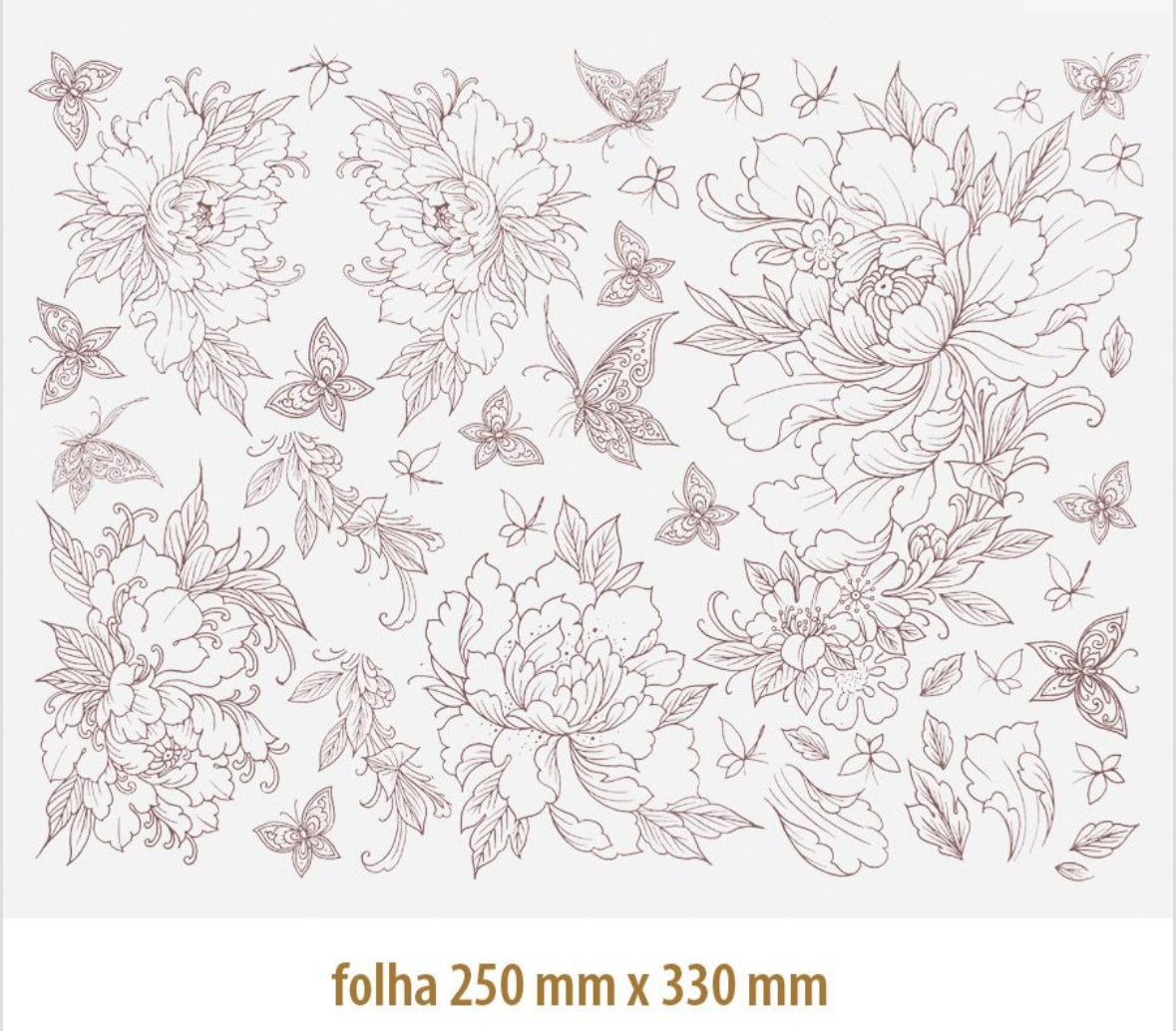 Peonies Flower Outline overglaze Decal