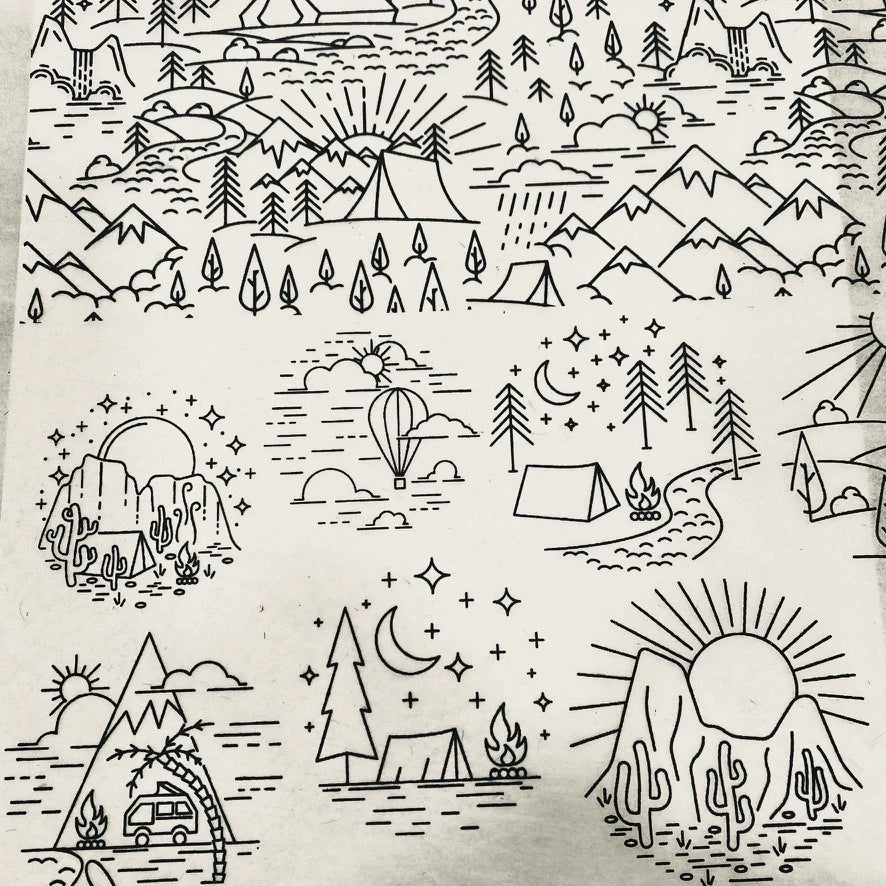 Camping - Underglaze Transfer Sheet - Black