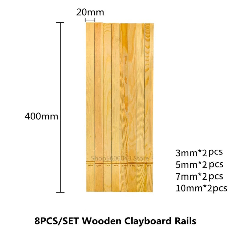 3PCS/SET Clay Ruler Size Guide Wooden Strip