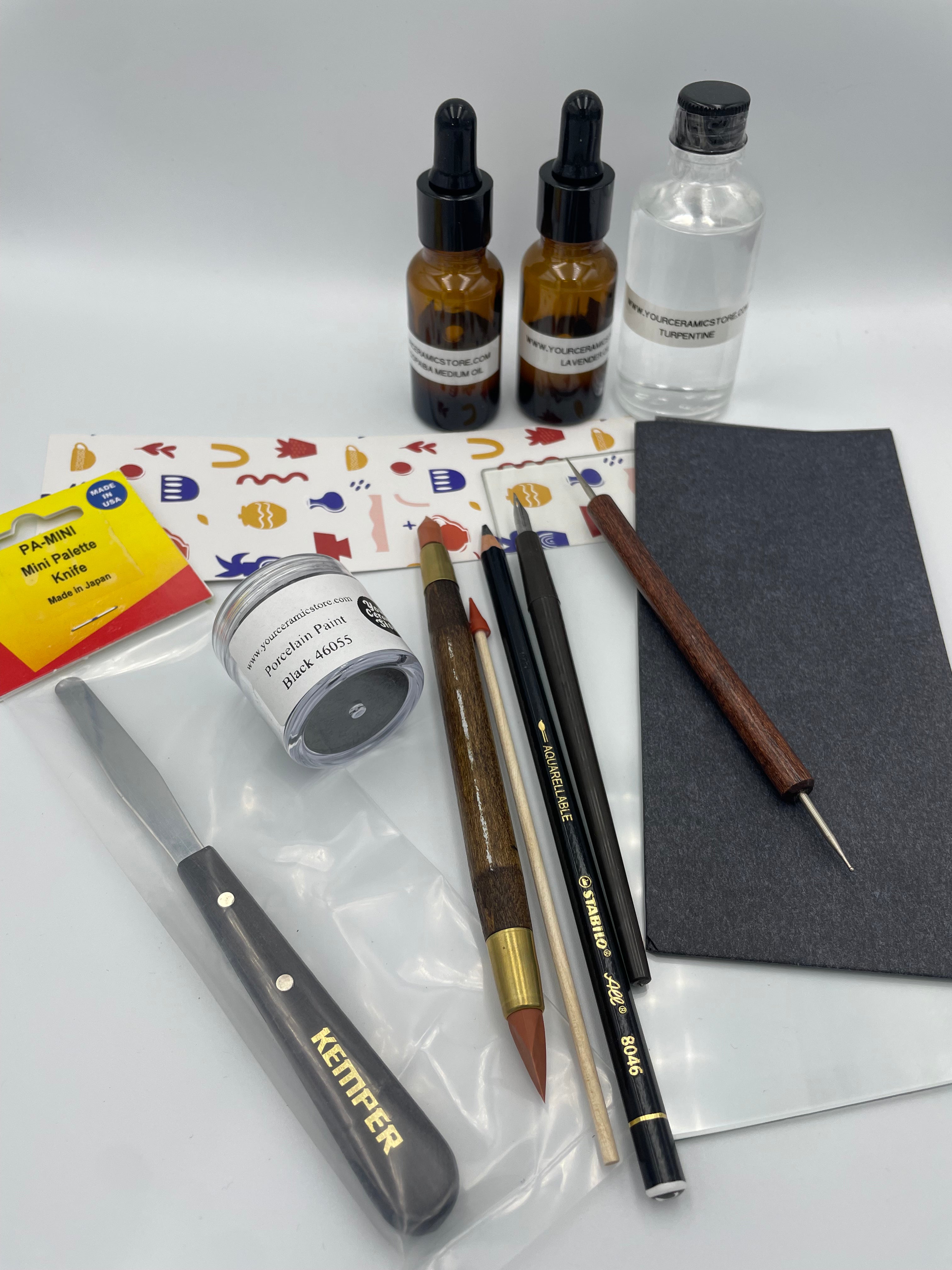 Beginners Porcelain Painting Full Set for black outlining