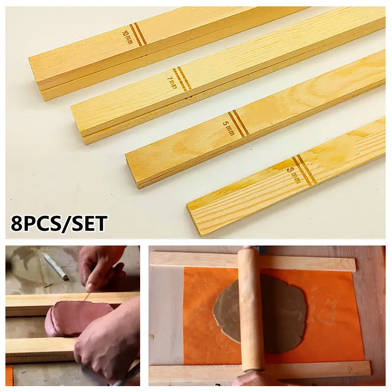 3PCS/SET Clay Ruler Size Guide Wooden Strip