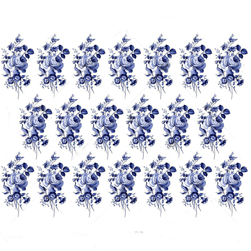 Cobalt Blue Roses Decal - 20 Roses