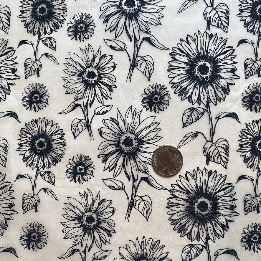 Sunflower Border - Underglaze Transfer Sheet - Black