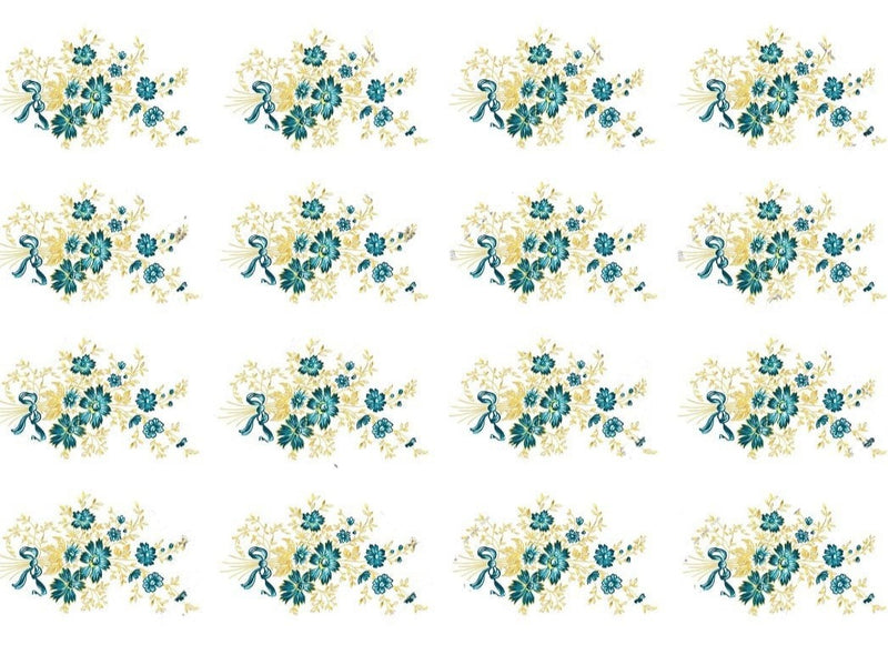 Teal Golden Flowers