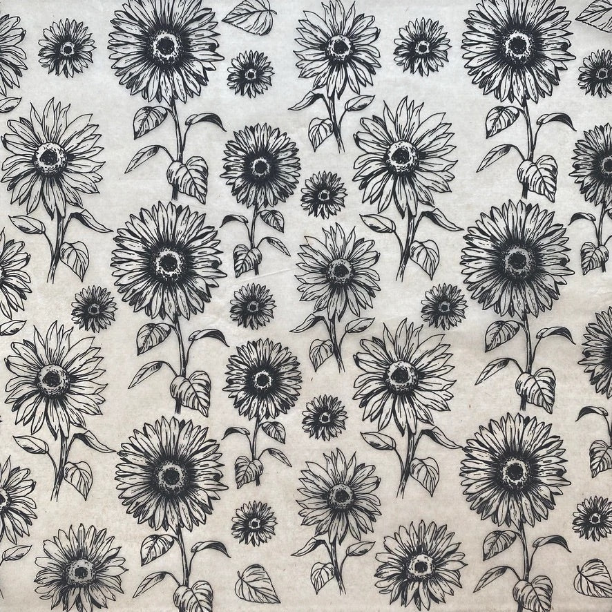 Sunflower Border - Underglaze Transfer Sheet - Black