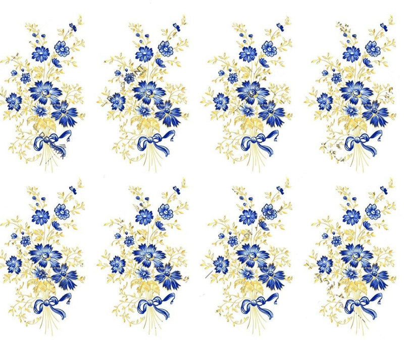 Navy Blue Golden Flowers