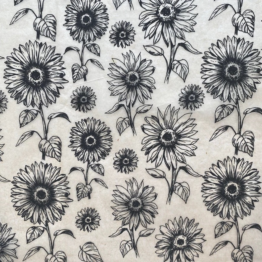 Sunflower Border - Underglaze Transfer Sheet - Black